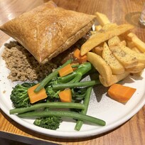 Beef pie with chips. Very nice.