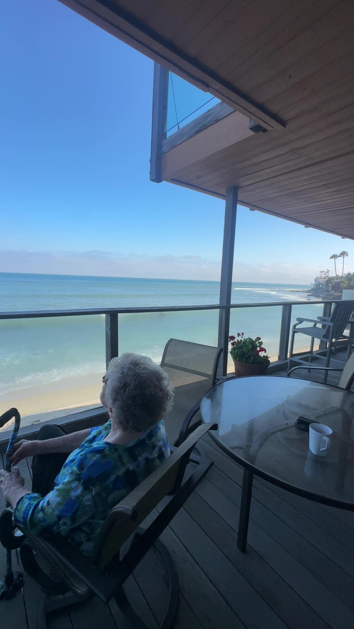 View from the first deck standing at the sliding door 