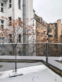 This is the only photo I remembered to take which was the view from my room when it first snowed in Prague