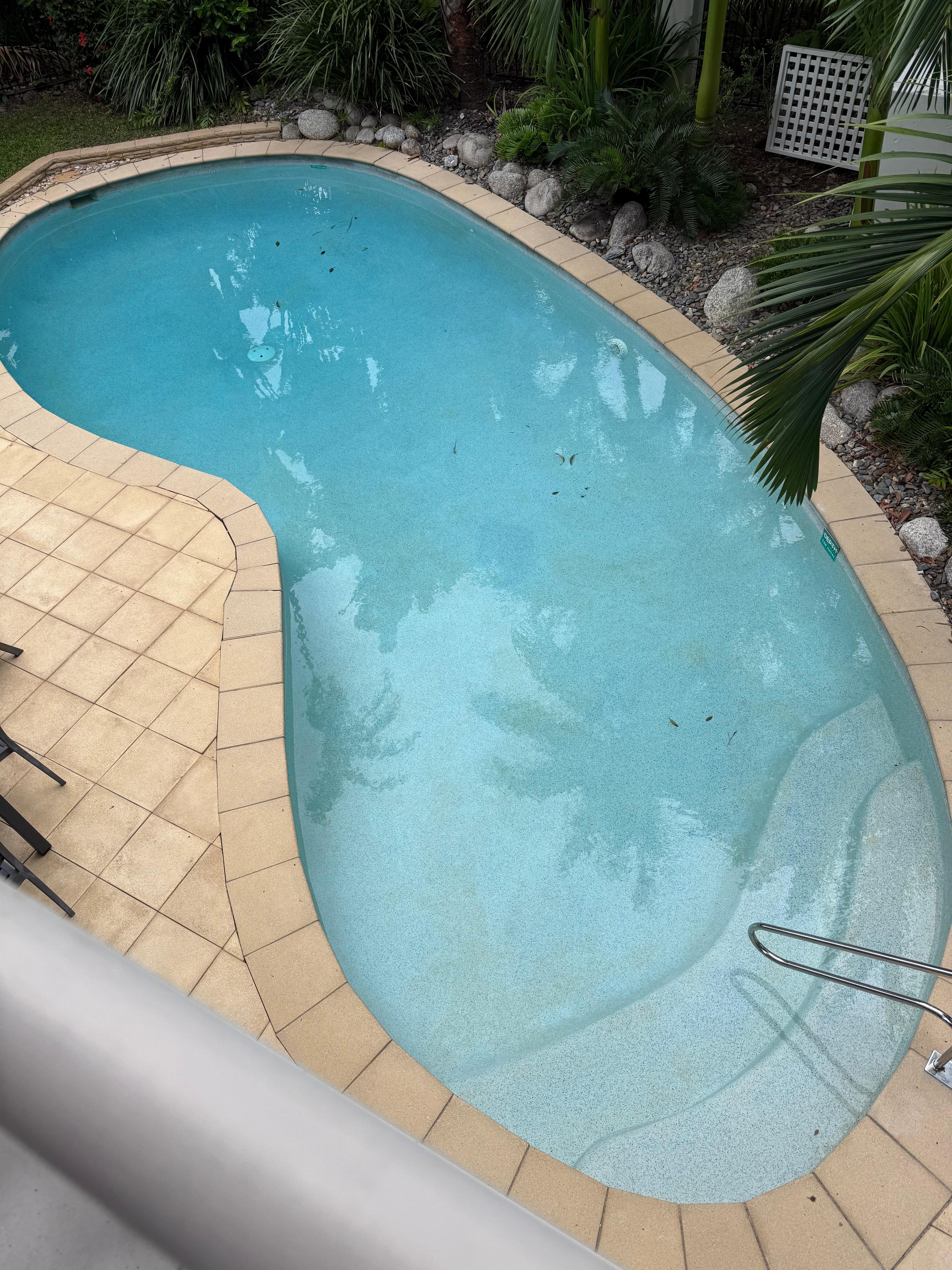 View of the pool from the balcony