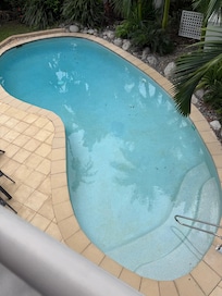 View of the pool from the balcony