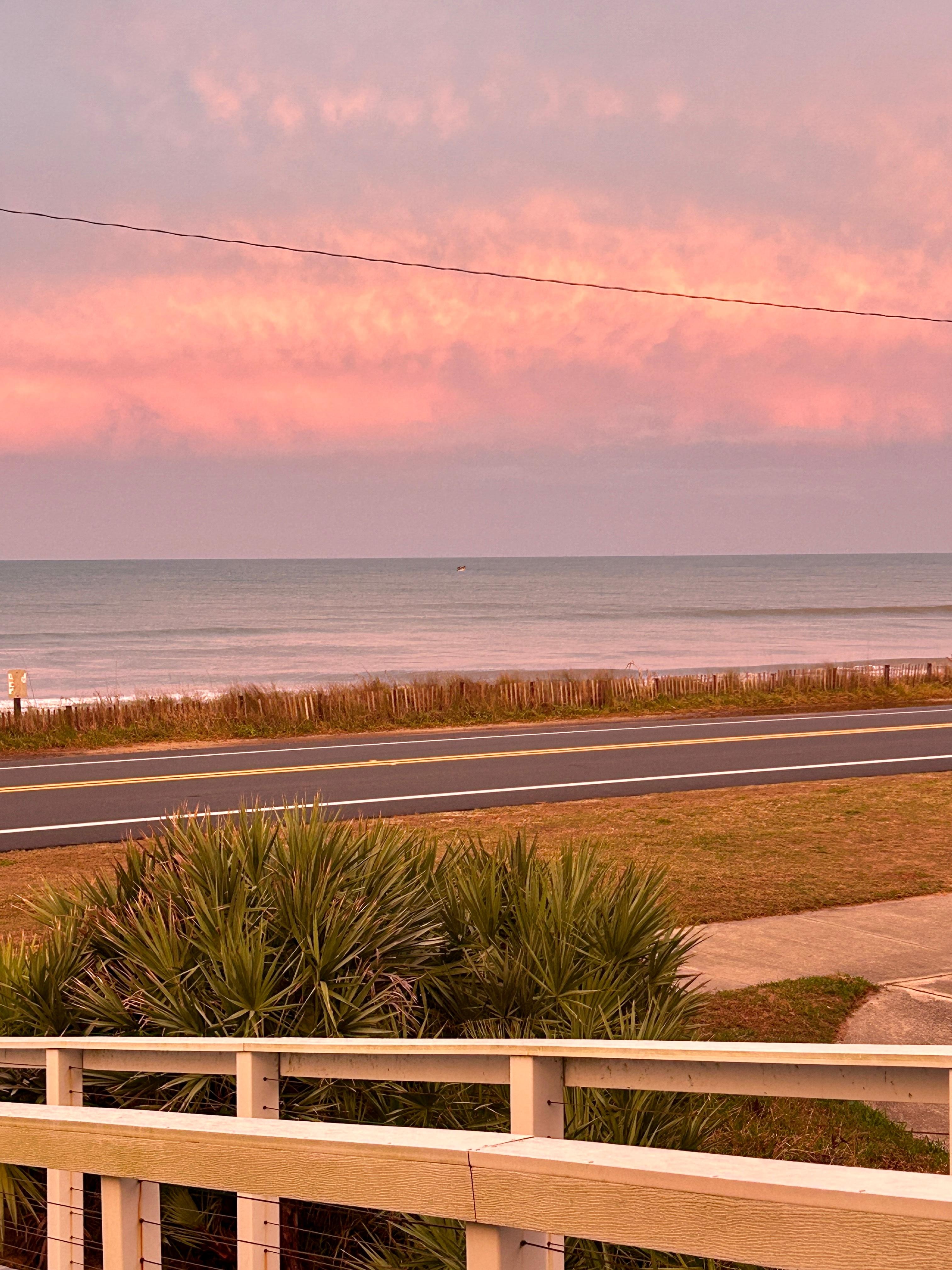 Beautiful sunset pink sky.