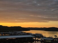 Beautiful sunset over the marina. View from the deck.