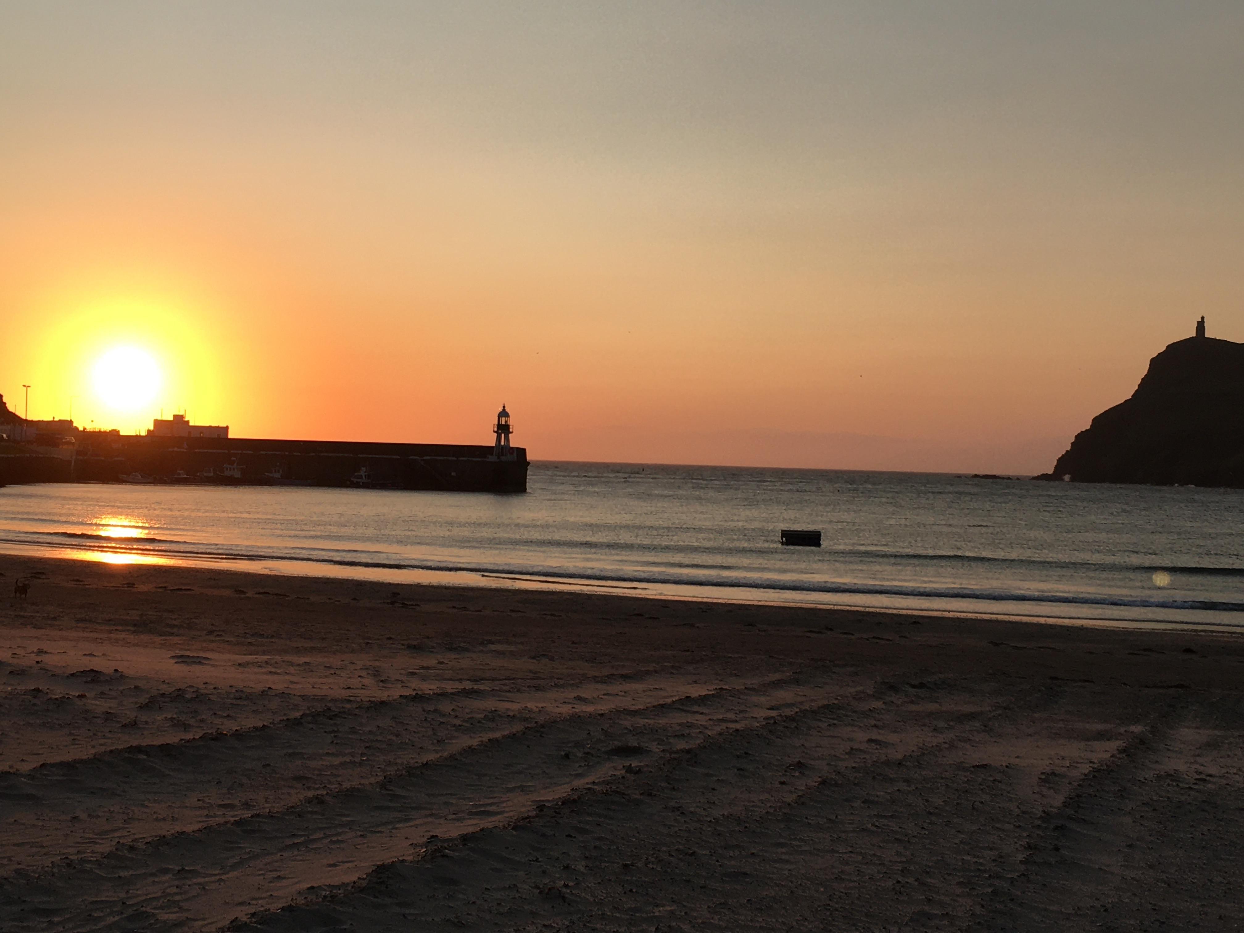 Sunset in Port Erin from lower promenade 