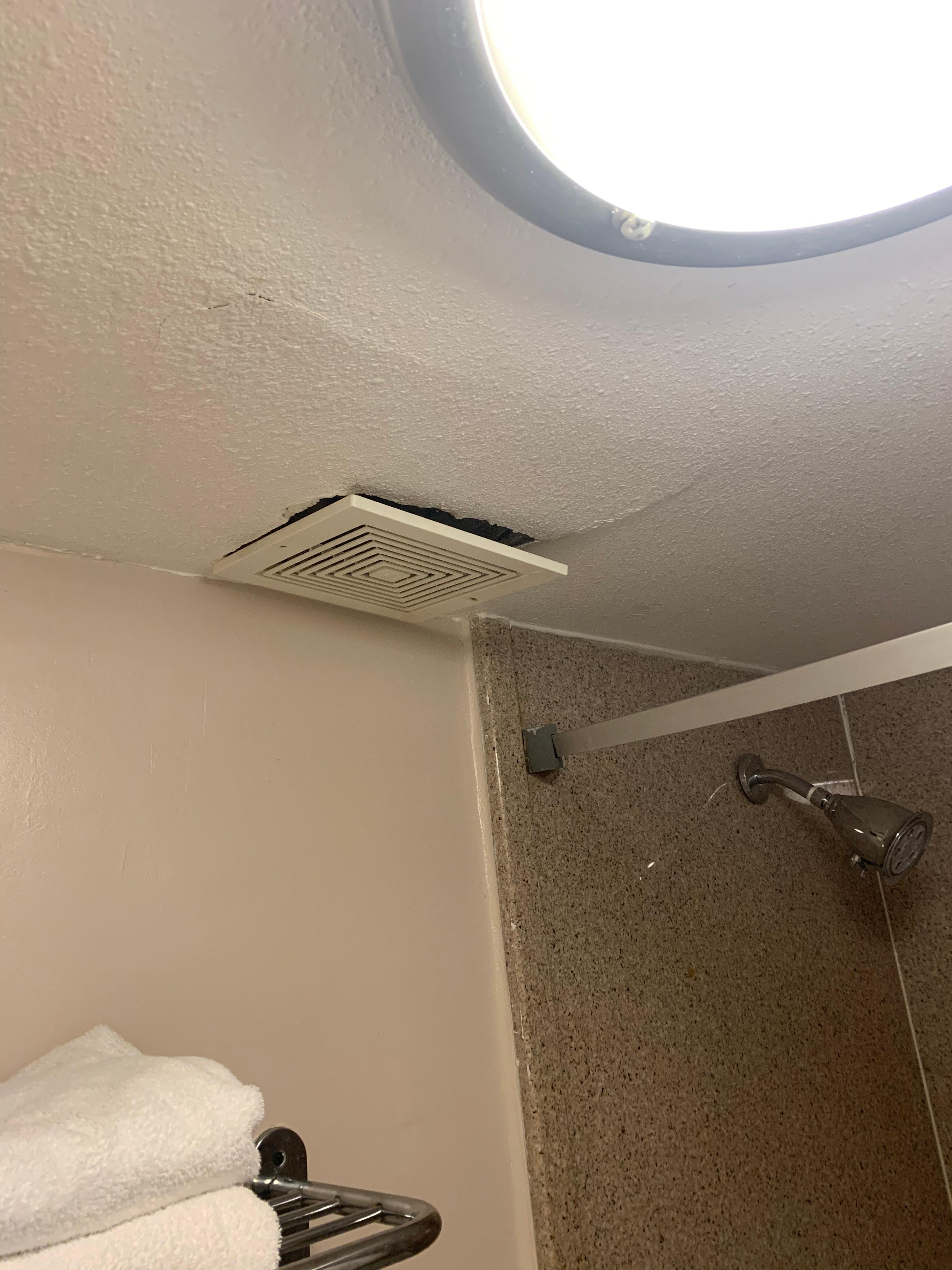 Bathroom exhaust fan wasn’t working and it was hanging. 