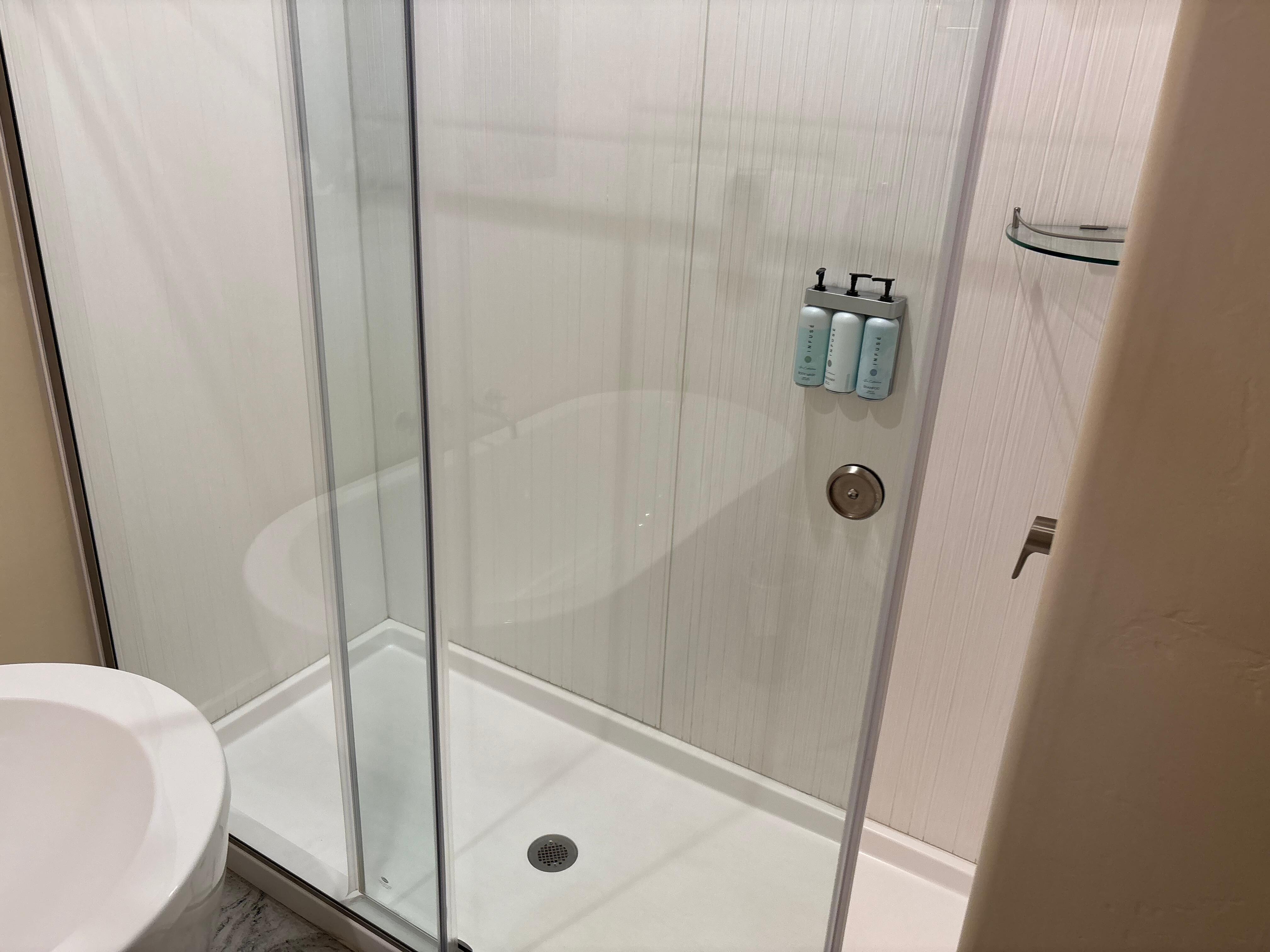Bathroom also had a shower with a rain fall shower head 