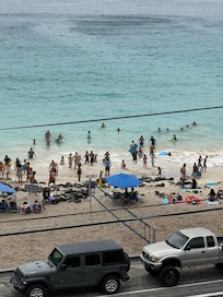Beach is right across from the condo.