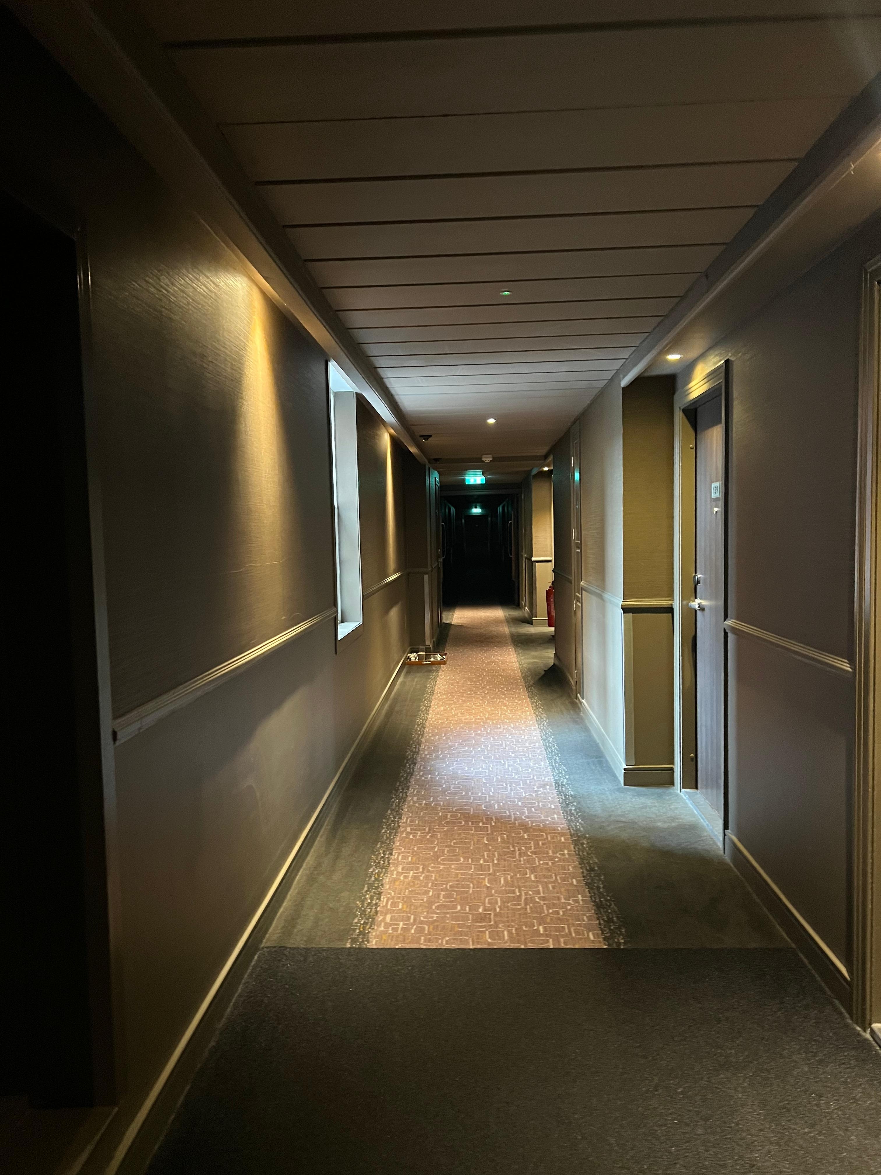 Cool hall view - it came on as we walked down to be more green🥰