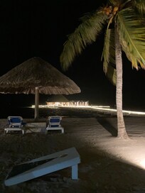 Pier to restaurant at night