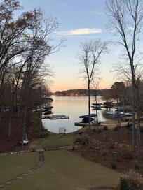 Lakeview at dusk from the back deck.
