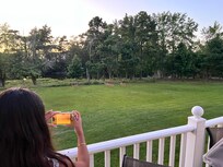 view from 2nd floor balcony of the canal and large field