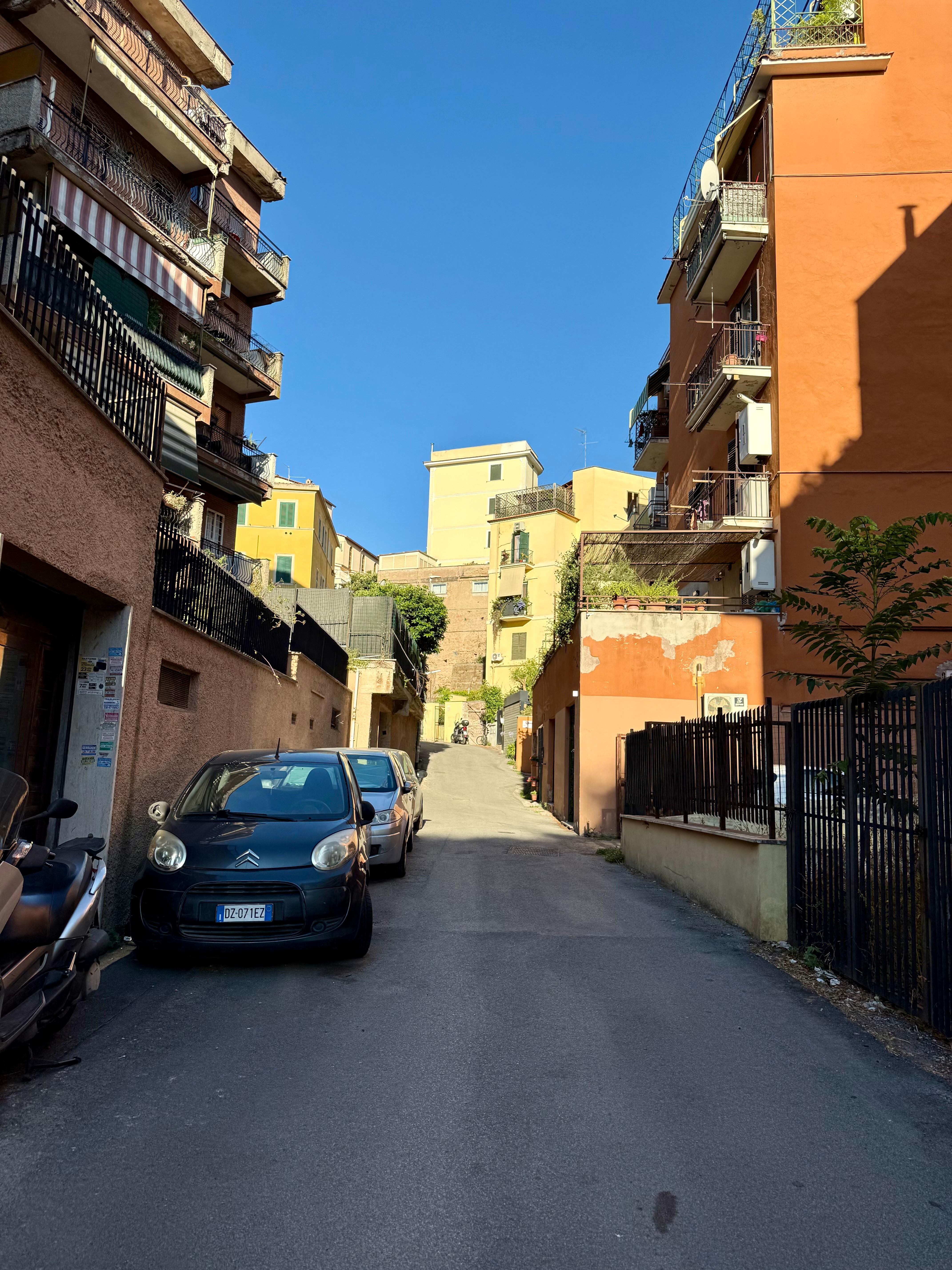 Street in front of entrance.  Elevator goes to the garage, able to load luggage into elevator through the garage