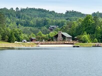View as seen from walk path around lake.
