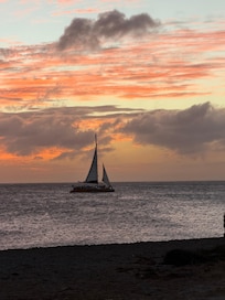 Sunset at beach near house