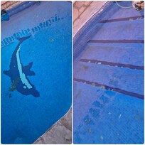 The pool reached the swimmable temperature in 2 days, could be looked after a little bit and cleaned...