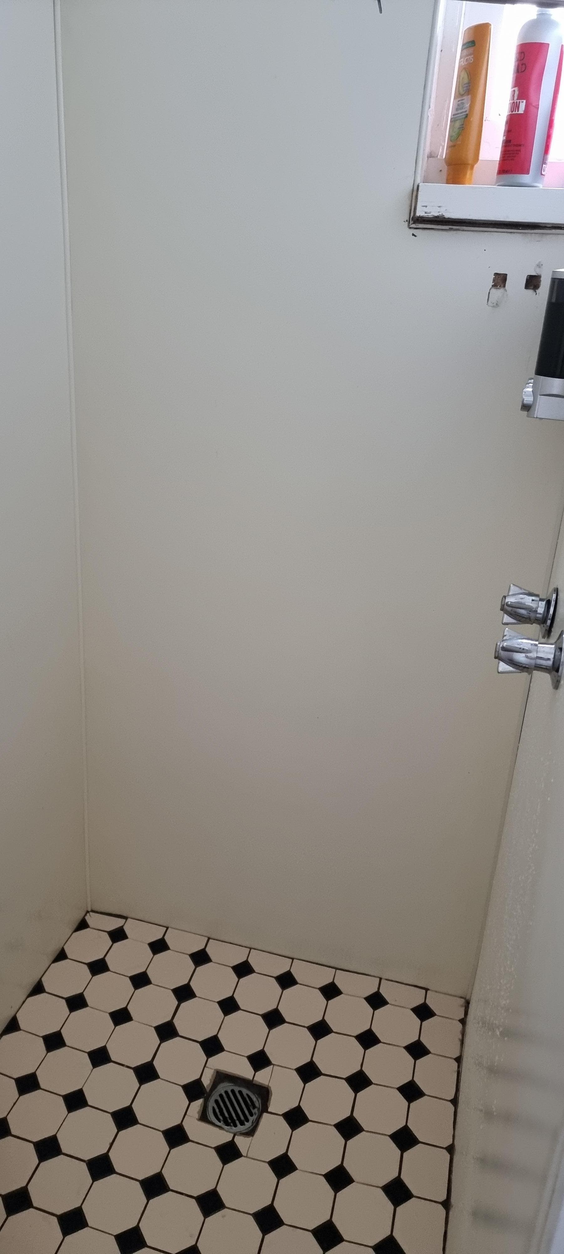 Shower very old and dirty.