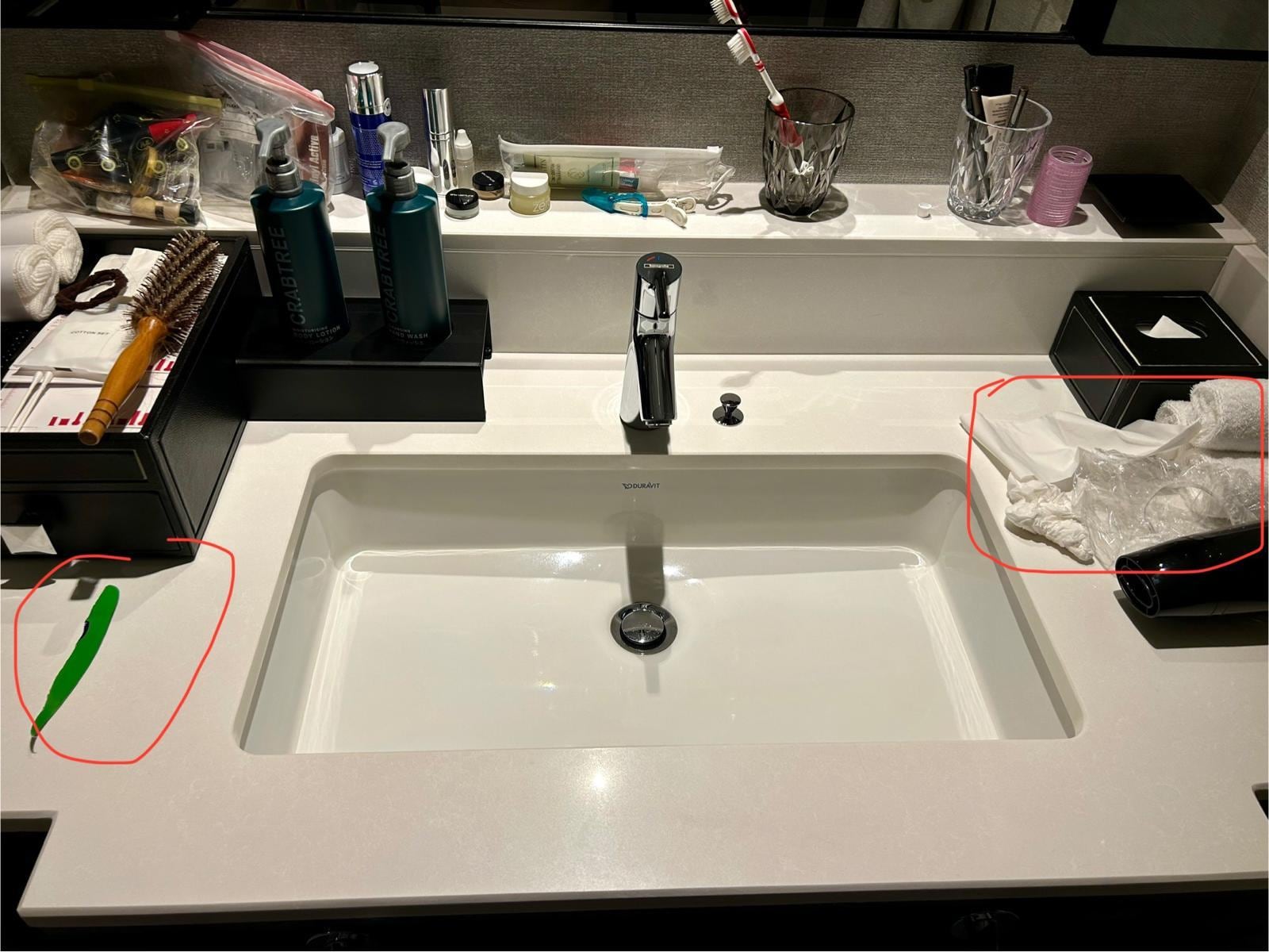 Came back found these not cleaned in toilet.