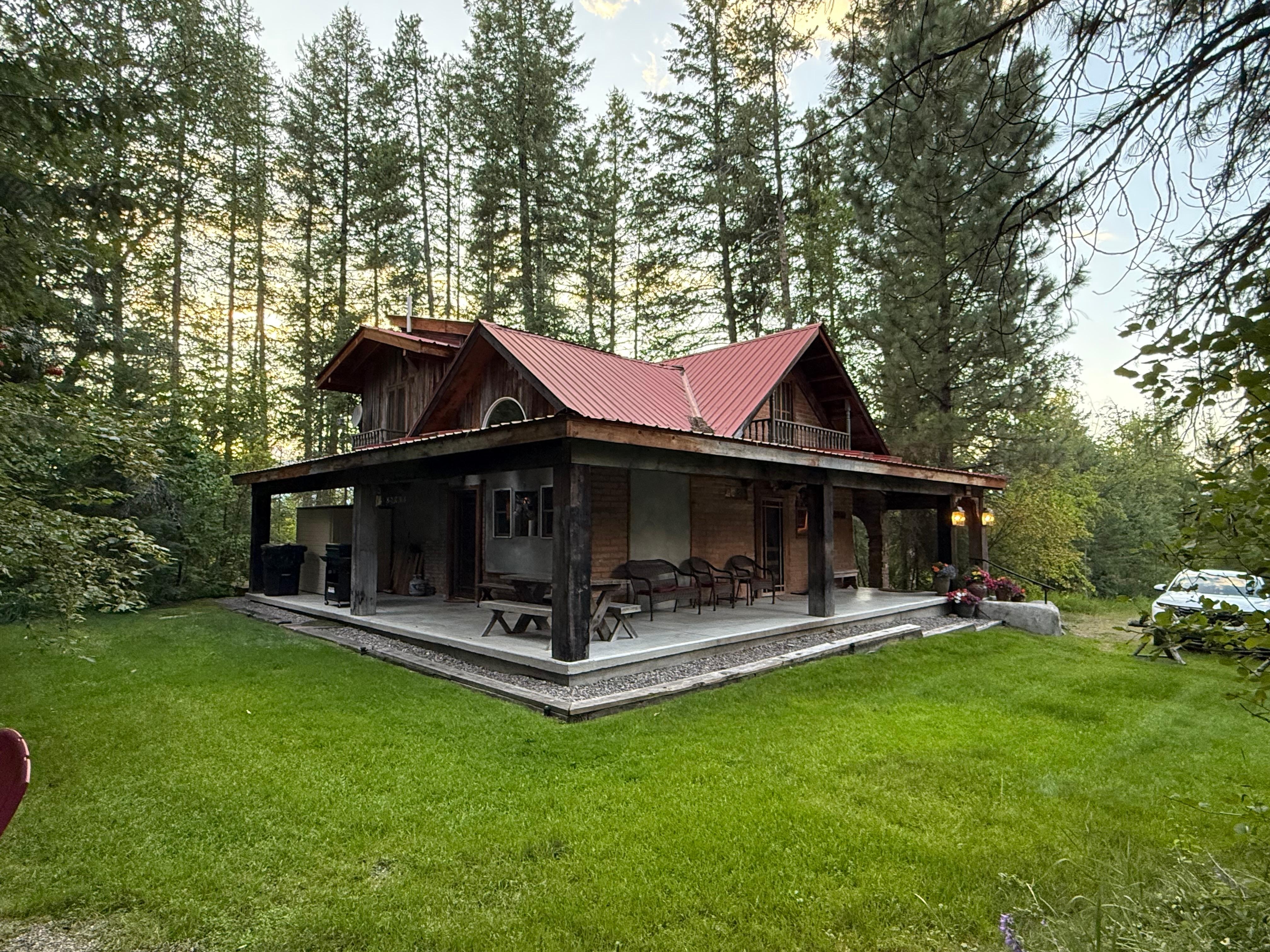 Sun sets behind the cabin and provides a special end to the day of adventure.