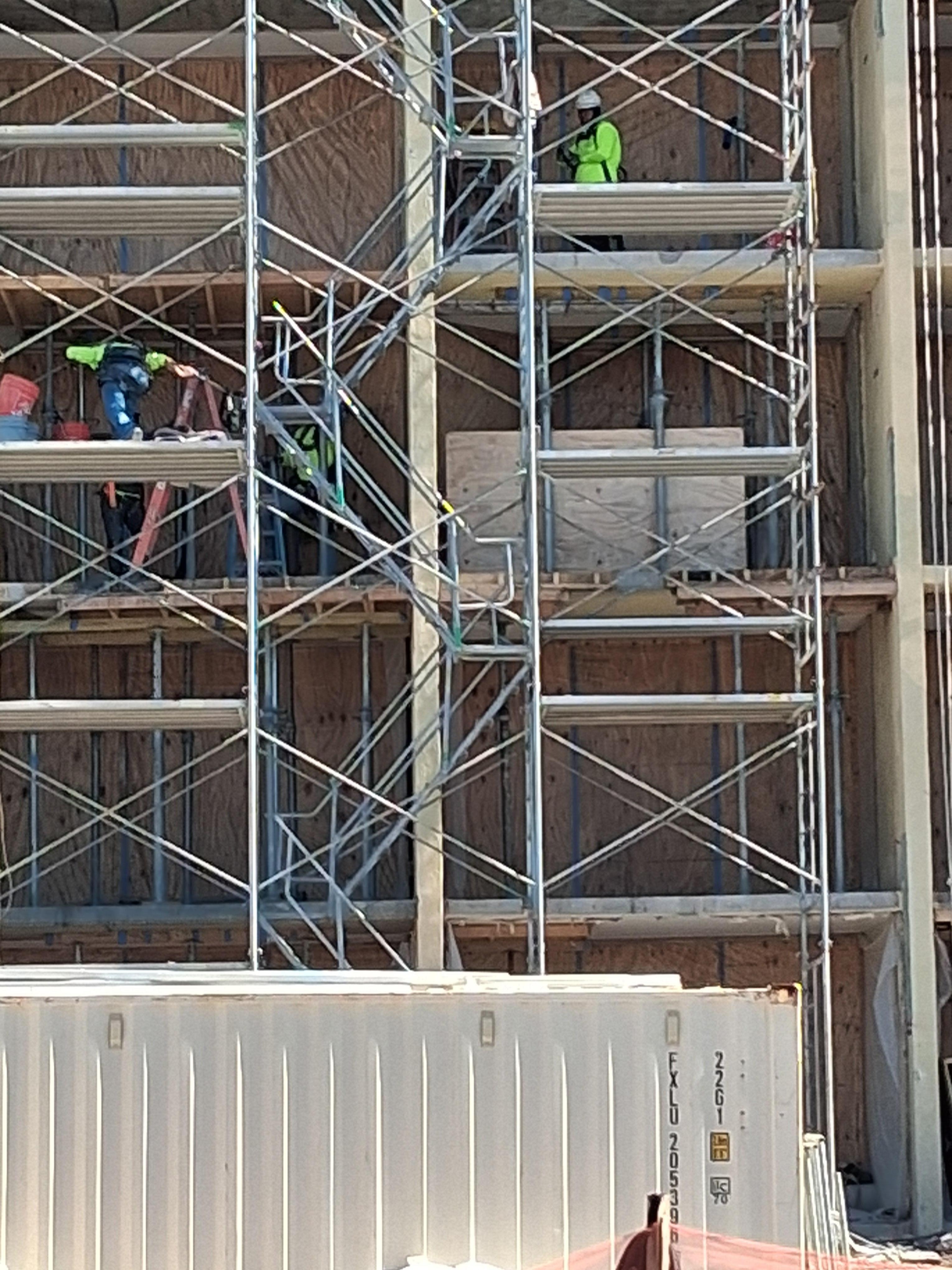 Workers outside our room