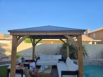Not the same outdoor furniture as shown.