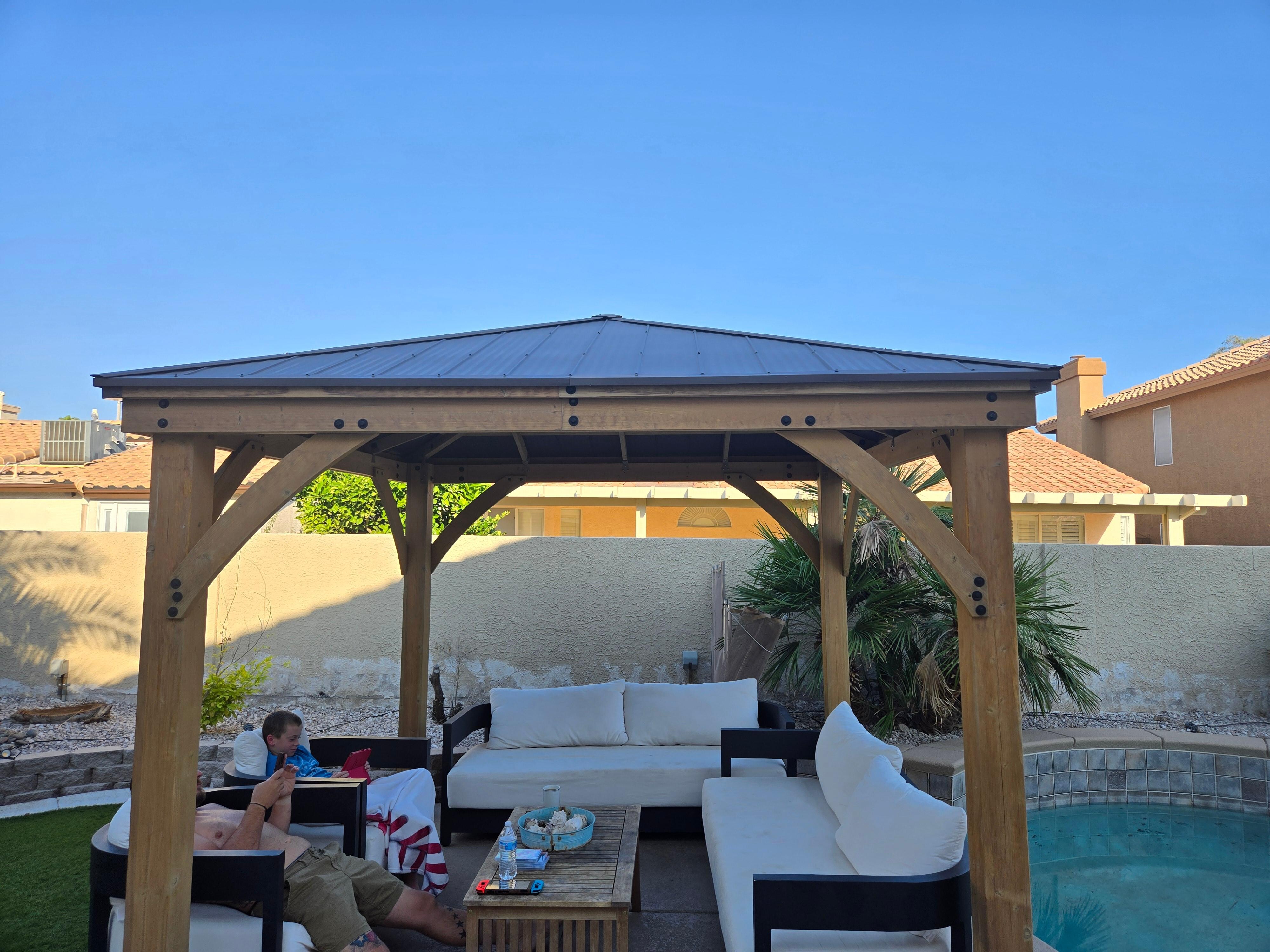 Not the same outdoor furniture as shown.
