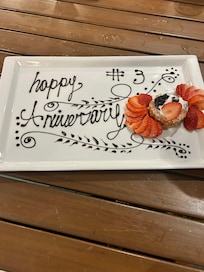 Surprise dessert at dinner from the staff