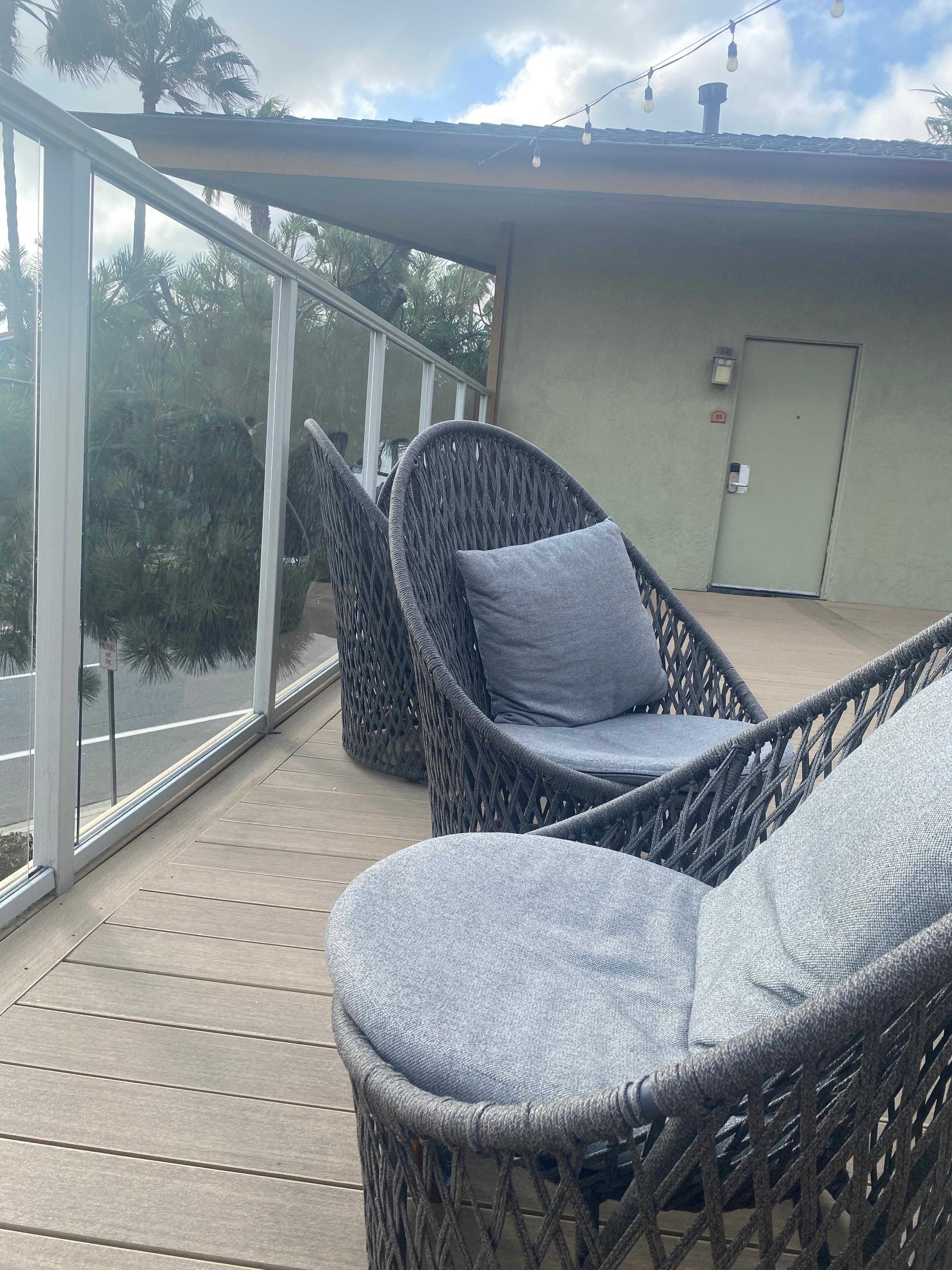 Comfortable chairs on deck