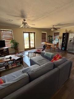 2 bedroom apartment upstairs.  the bedrooms are separated by a curtain.