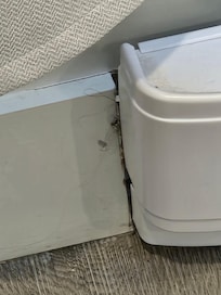 Dirt on floors and in corners.