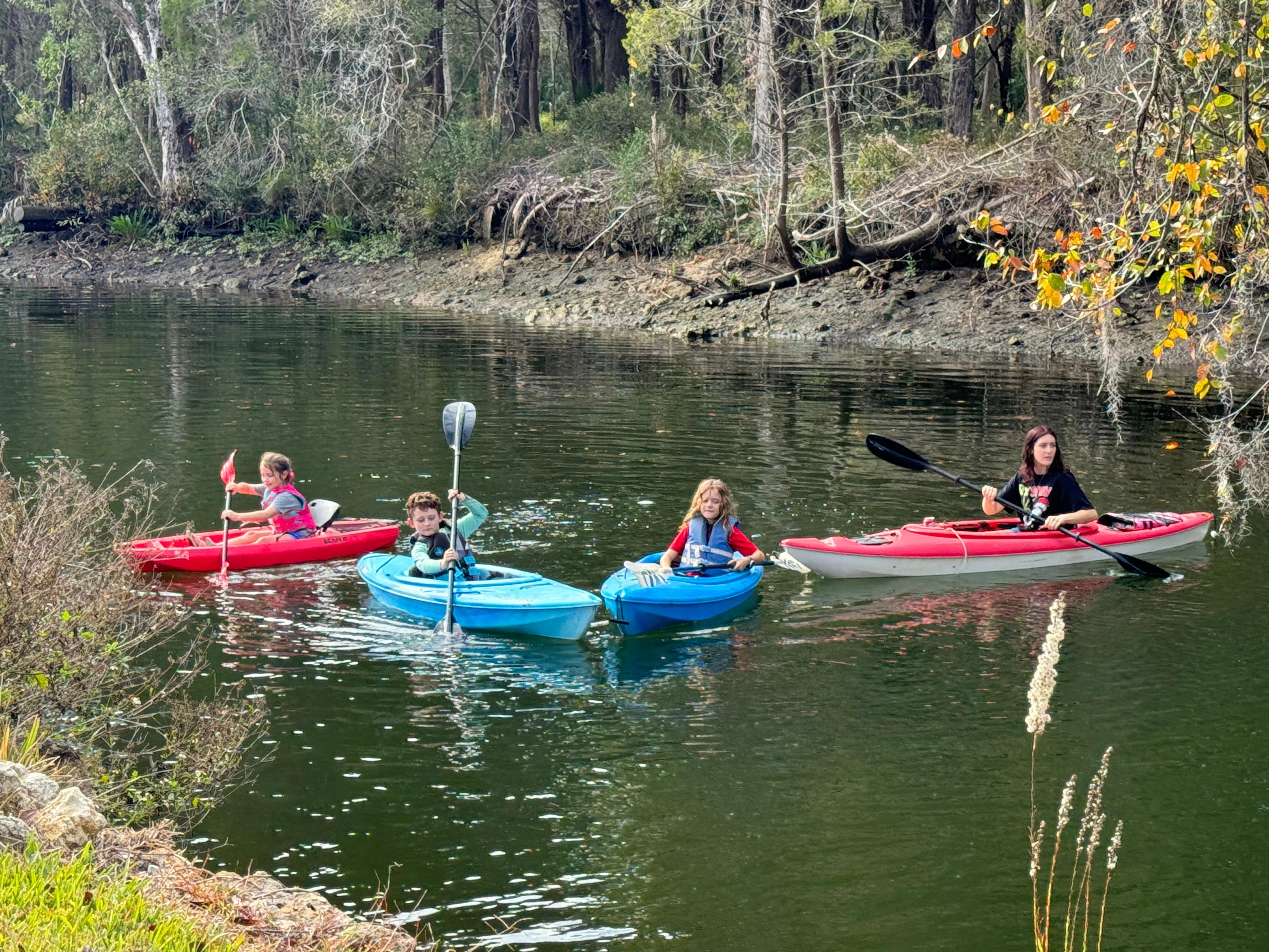 Family kayaking