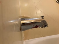 Not sure what was on this. Didnt want to touch this. Found this after we had come back from the pool when we were gonna give the kids a bath.