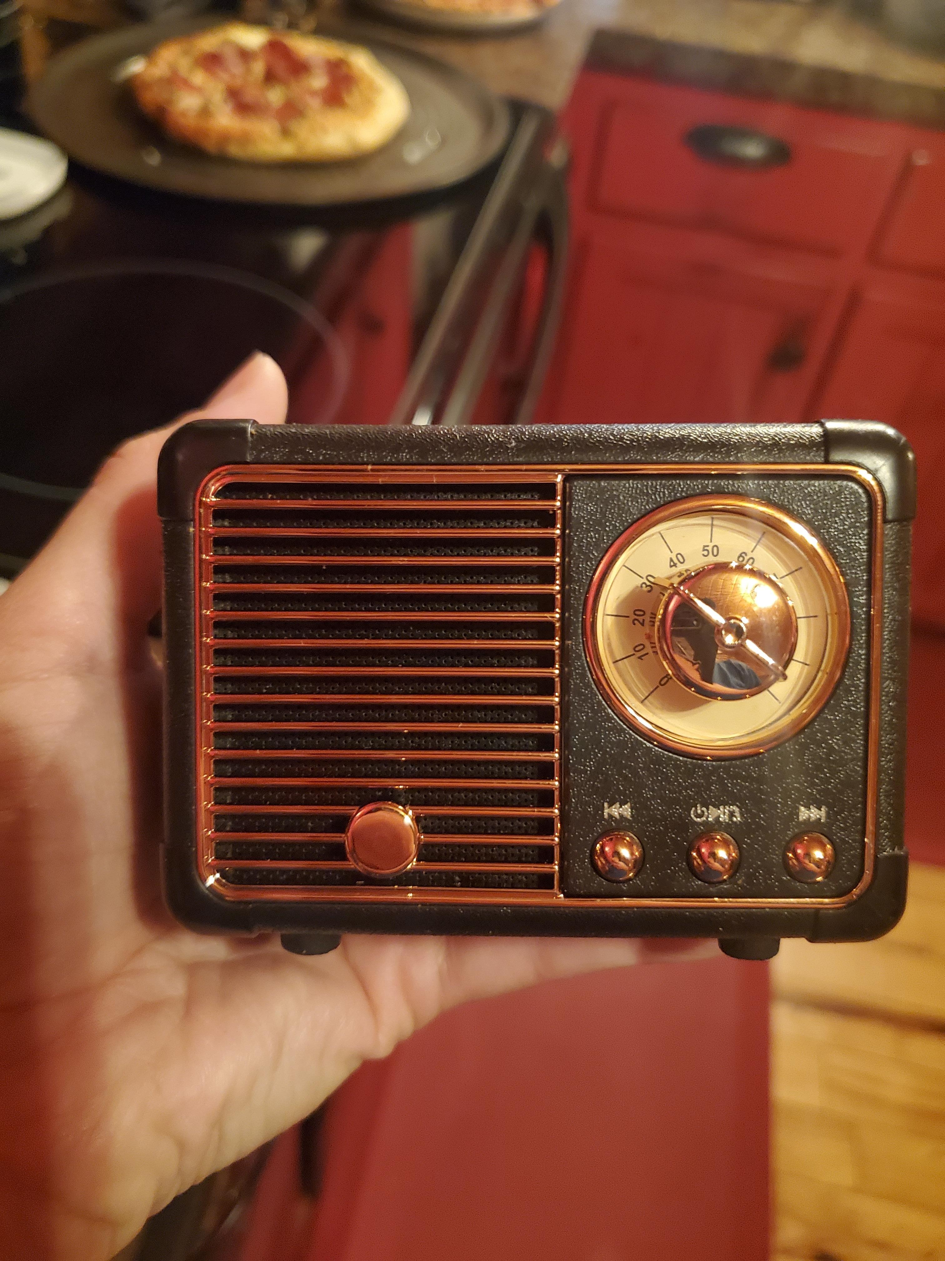 A tiny Bluetooth speaker that was very easy to connect to and had a good sound quality.