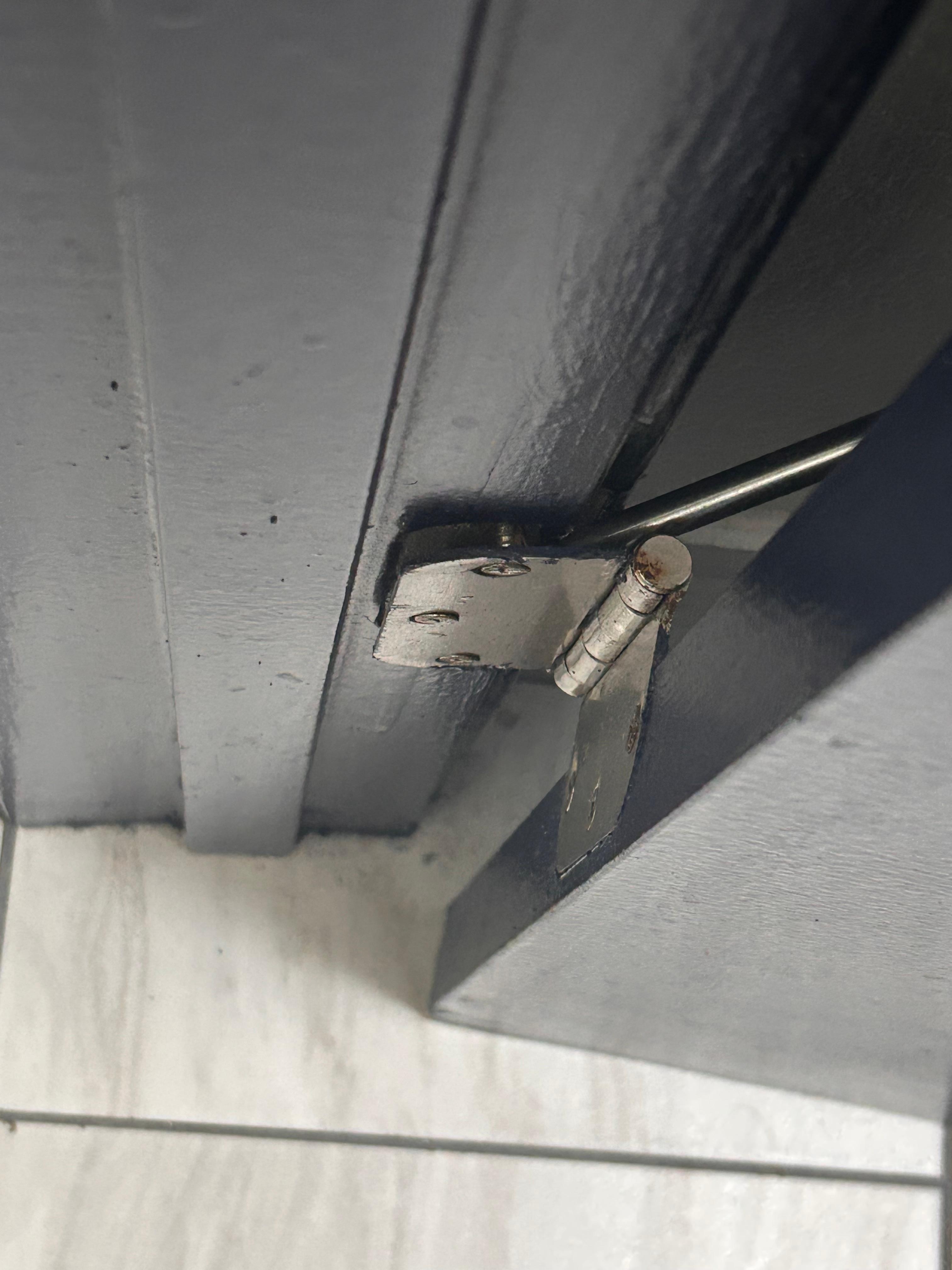 I had to put a screw driver in th hinge so the door would close 