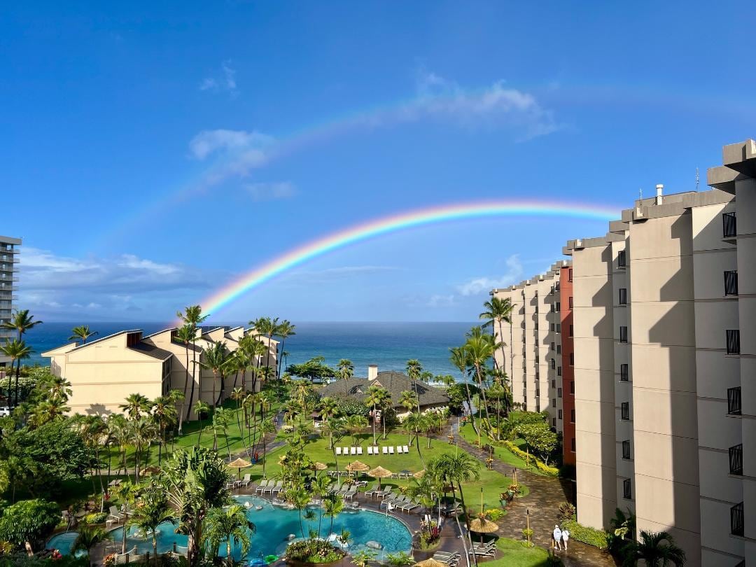 Our morning double rainbow from the balcony