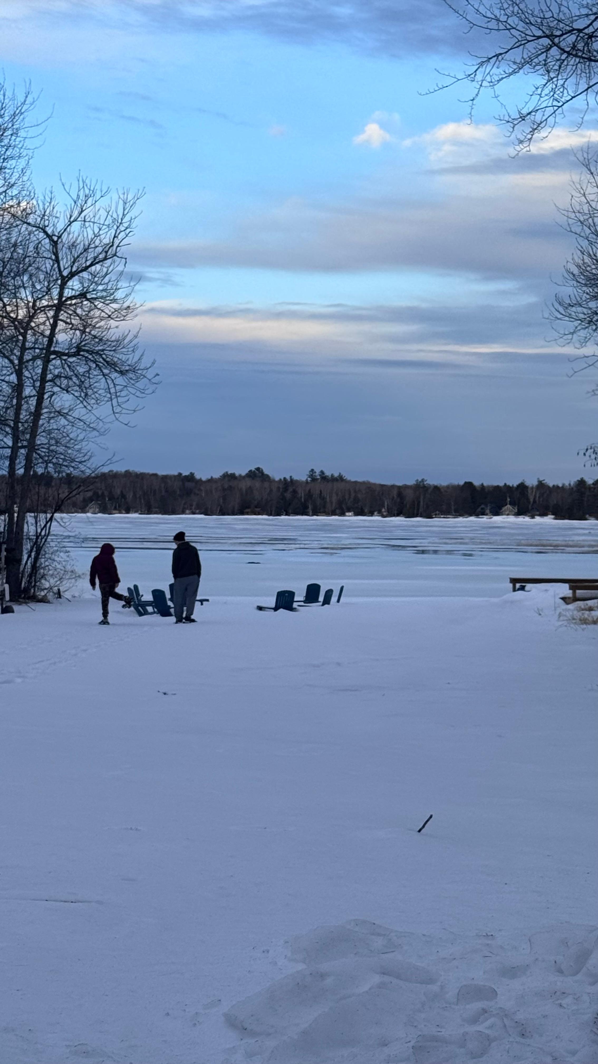 Exploring the backyard with snow shoes❤️