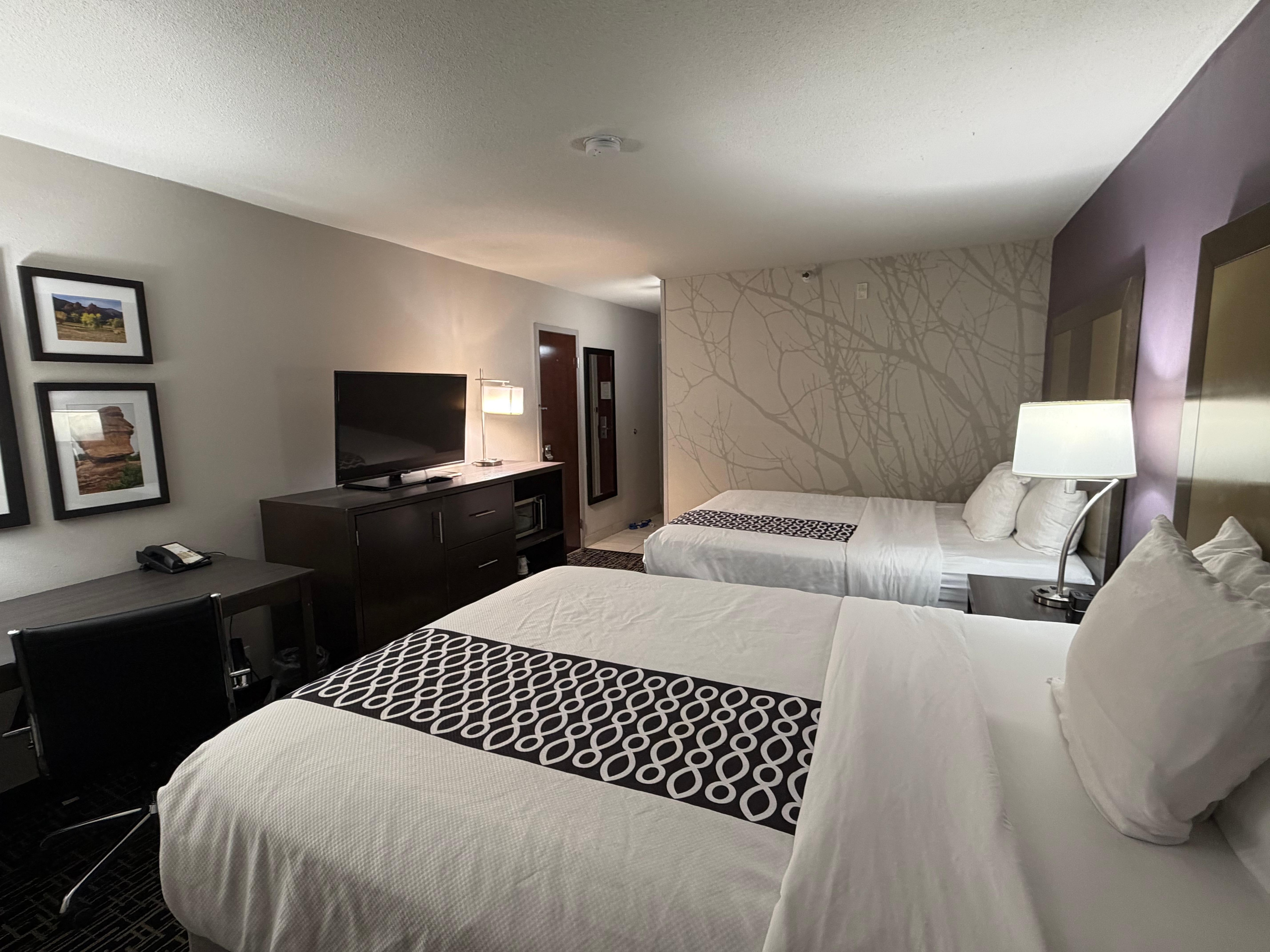 Workspace, microwave & mini fridge