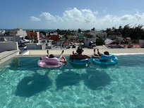 looking west towards Cancun. Karaoke from street bar below was hard to take. haha