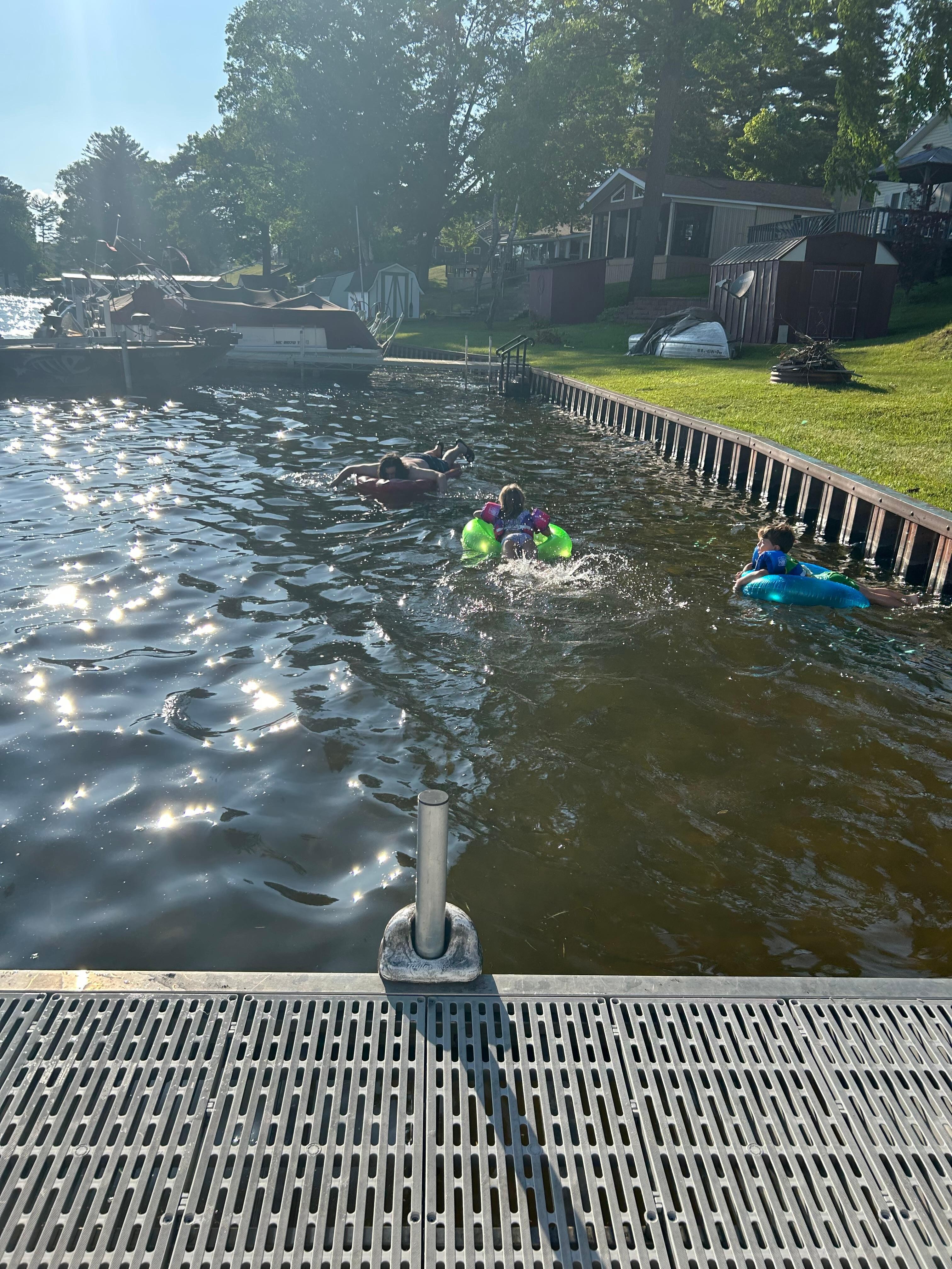 Swimming in front of those properties. 