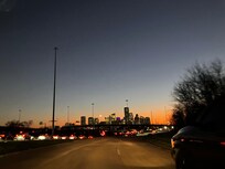 Beautiful sunset with the downtown Houston skyline