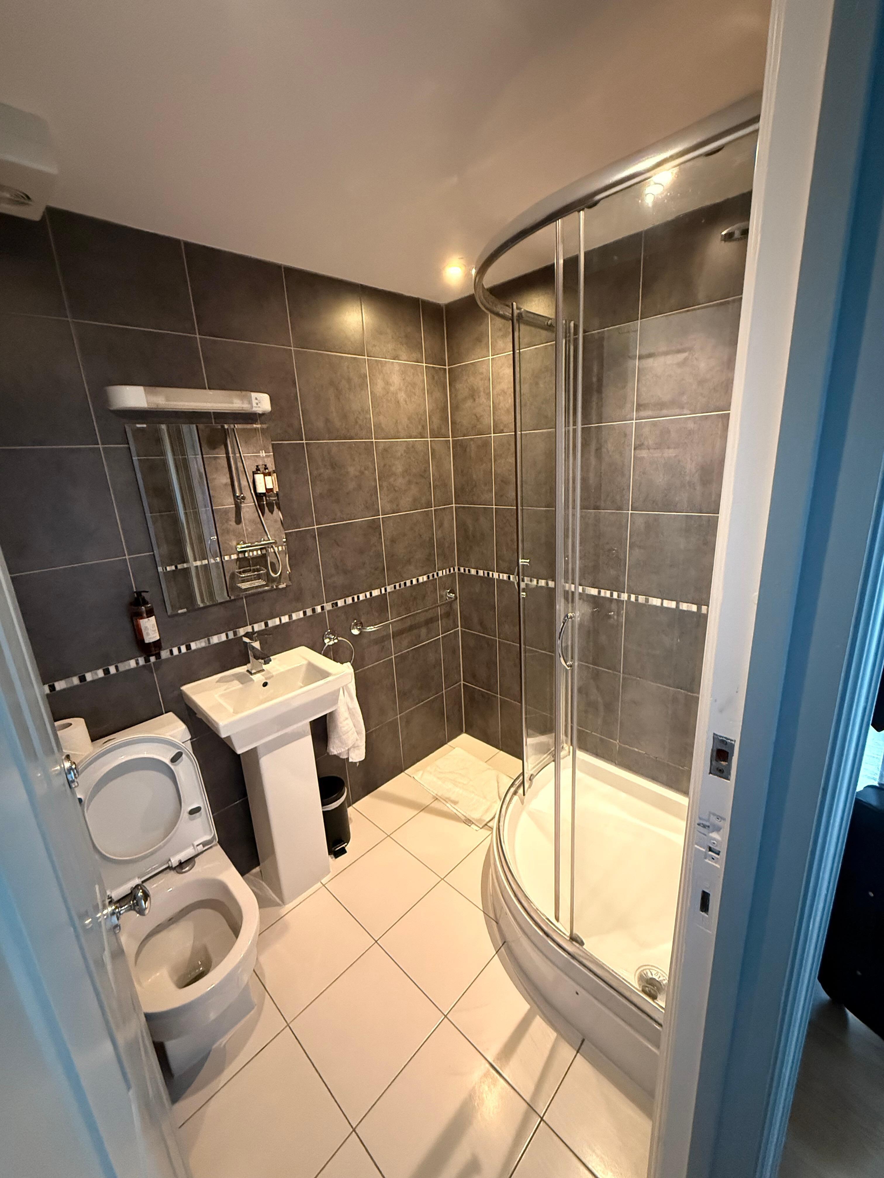 Nice sized bathroom, and nicely finished, although sink was a bit small.