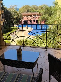 View of pool from balcony