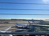 Steps away from the hotel at the observation deck of the airport