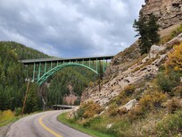 The bridge coming into or lraving town