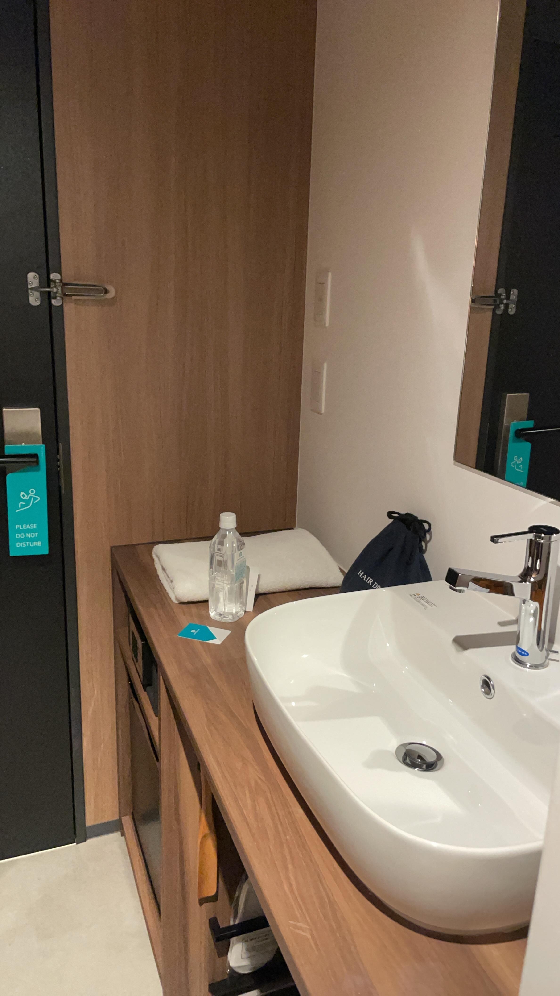 The washroom is right next to the entrance!