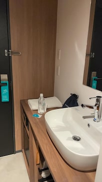 The washroom is right next to the entrance!