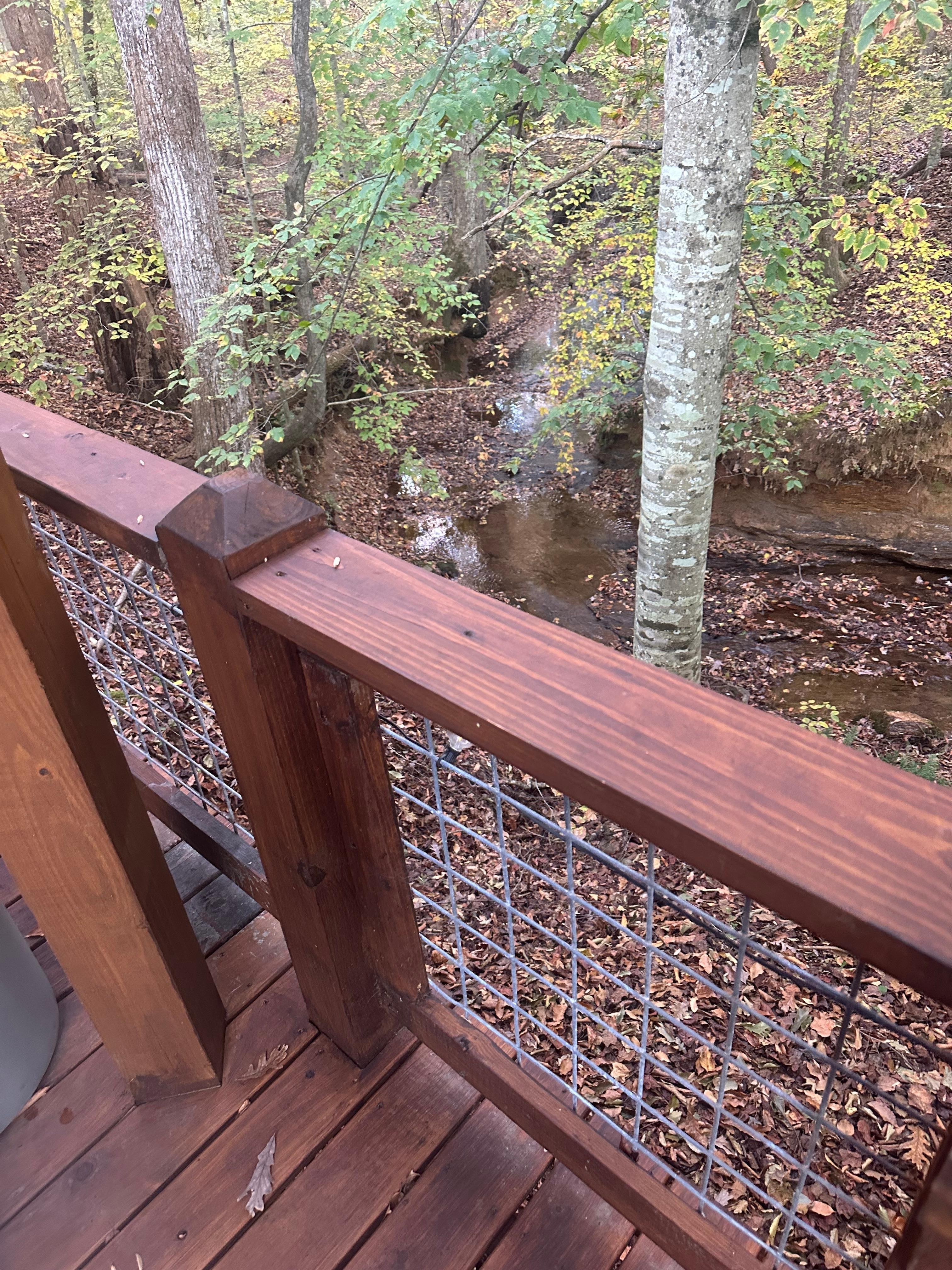 Creekside deck and hot tub