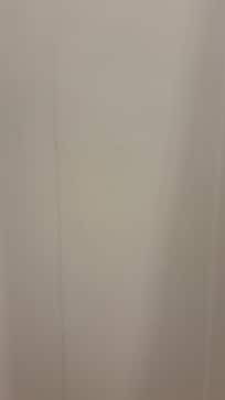 The shower wall opposite of the shower head was dirty