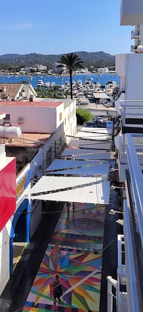 View of side street from room.