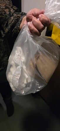 Bathroom waste . Was left near suitcase.. I have to pickup and put it back in bathroom