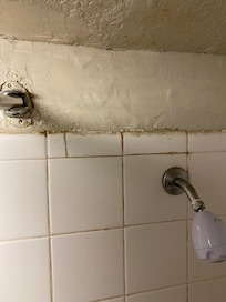 Rusty, broken fixtures and mold.